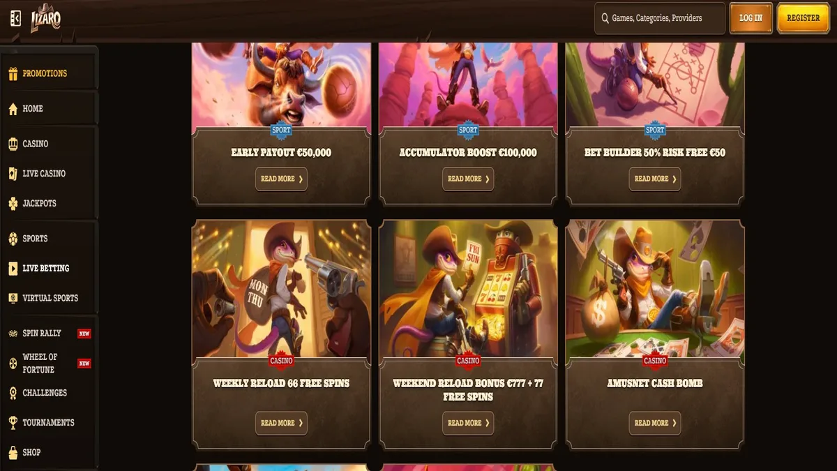 Lizaro Casino welcome bonus and promotions